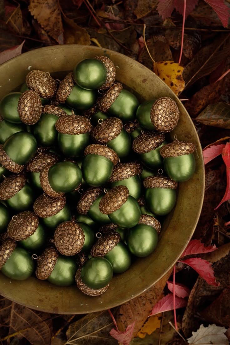 Elegant Green Acorn Ornaments