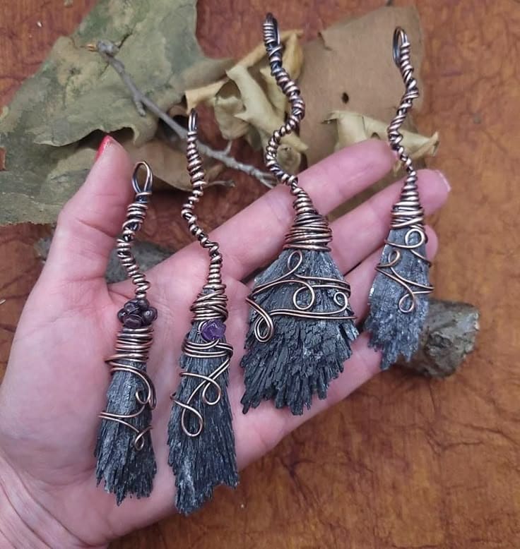 Enchanted Wire-Wrapped Crystal Broom Charms