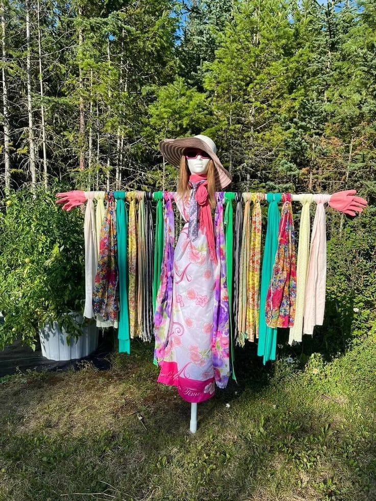 Fashionista Scarecrow with Scarves