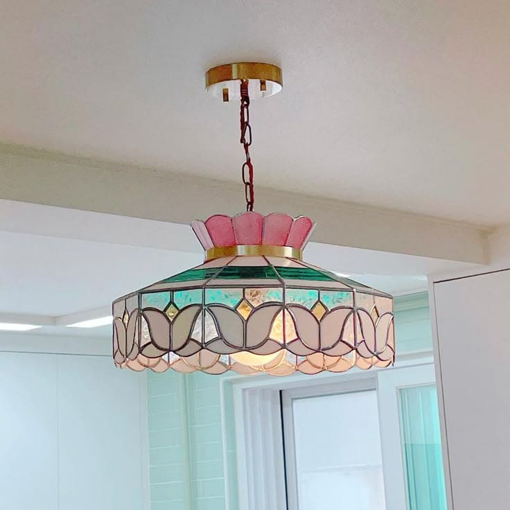 Faux Stained Glass Tulip Chandelier