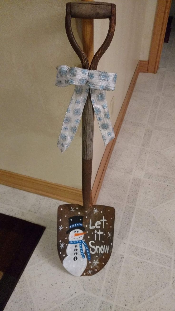 Festive Snowman Shovel Decor