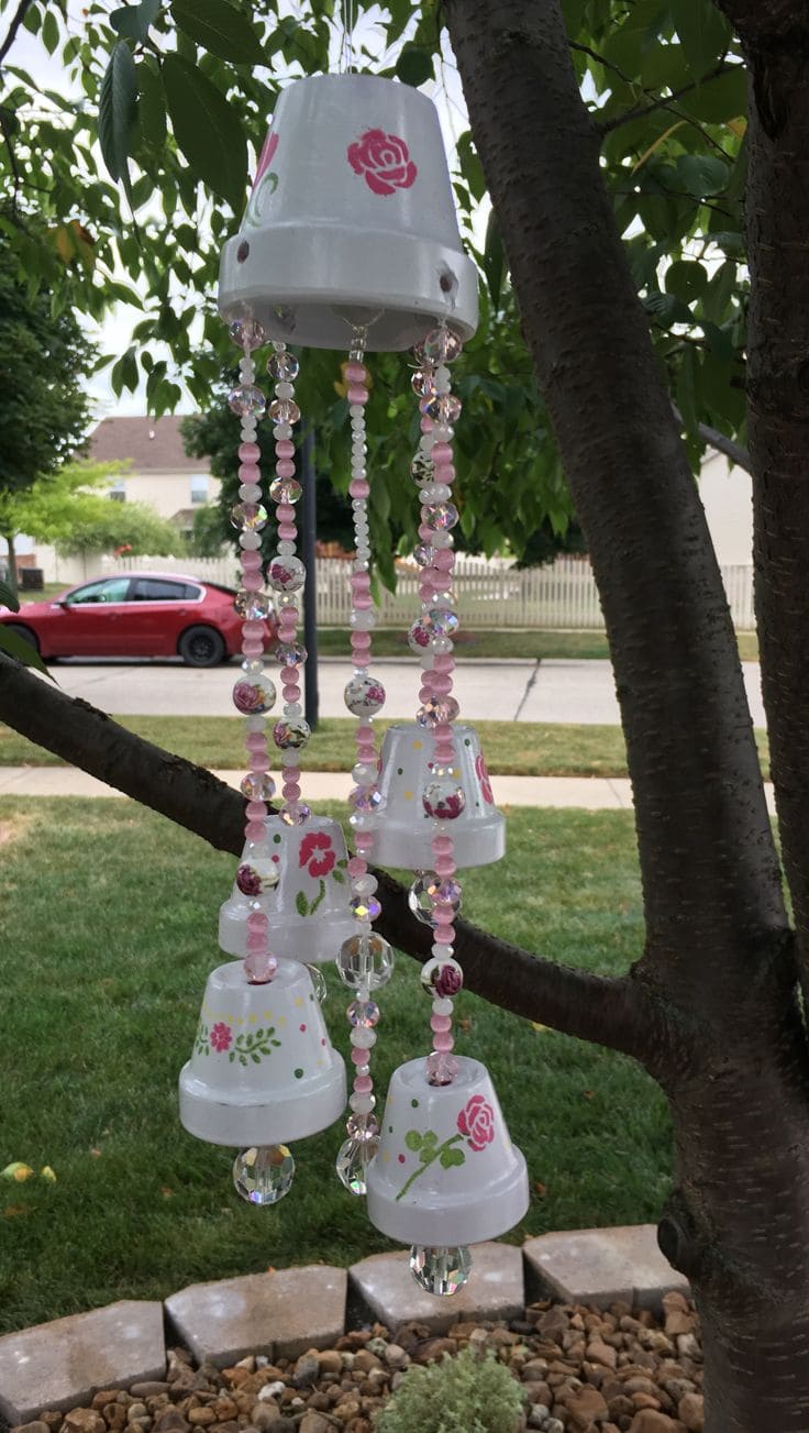 Floral Terracotta Pot Wind Chime