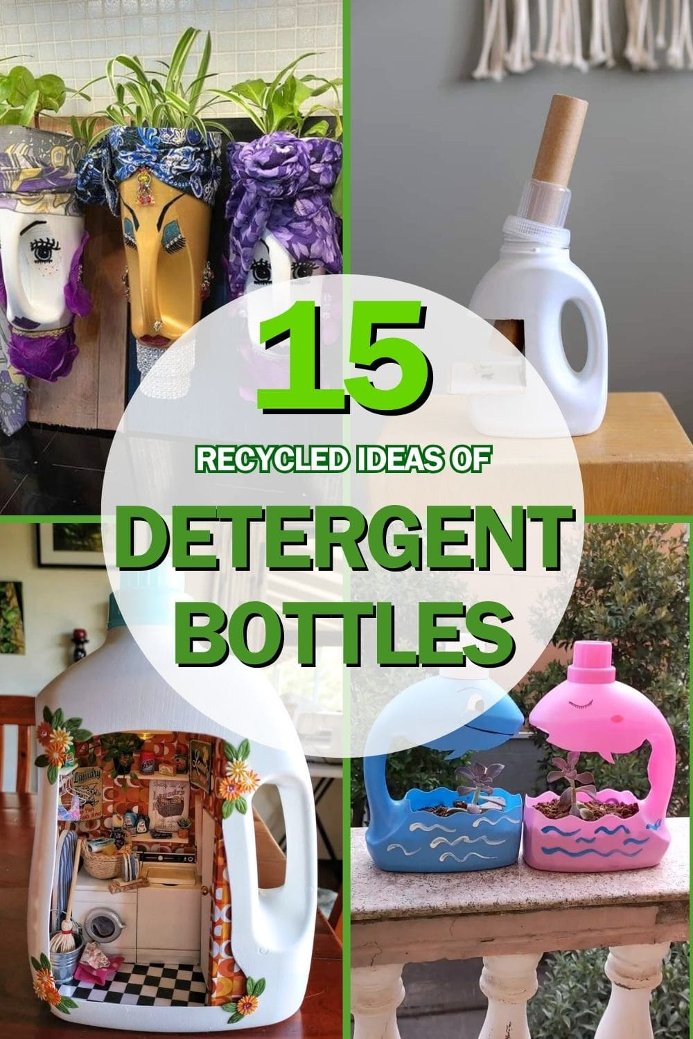 15 Amazing Crafts Made from Recycled Detergent Bottles