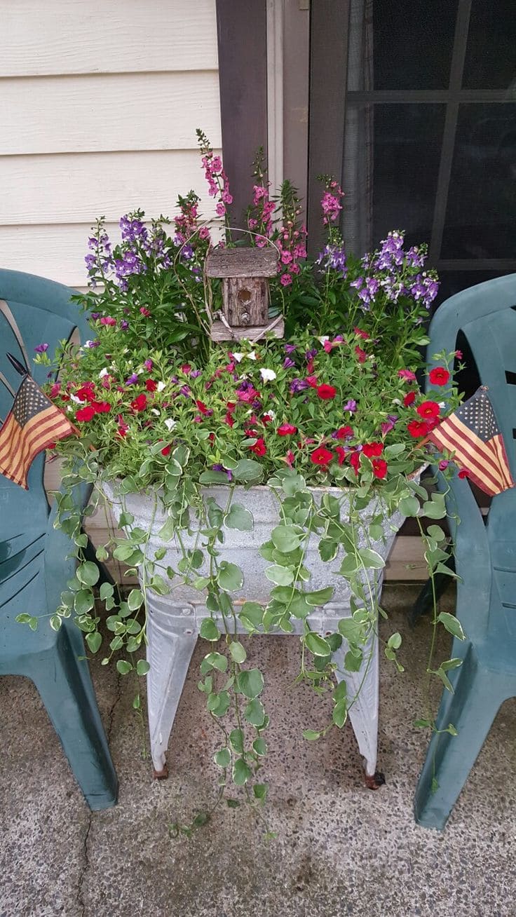 Galvanized Tub Flower Planter