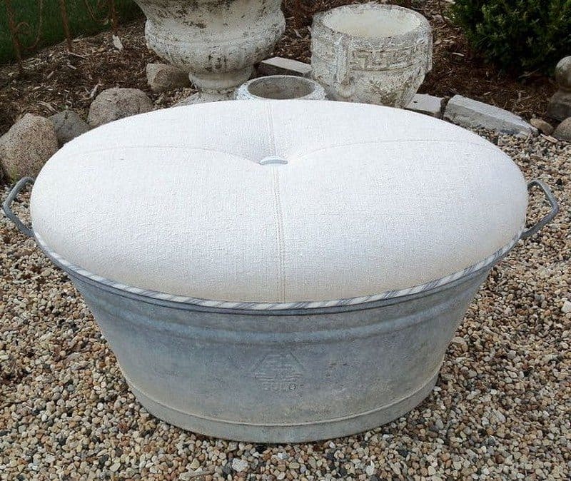 Galvanized Tub Ottoman Seat