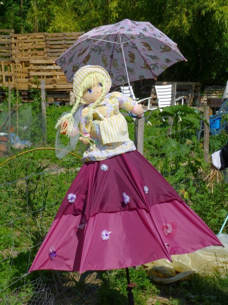 Garden Scarecrow With Umbrella Skirt