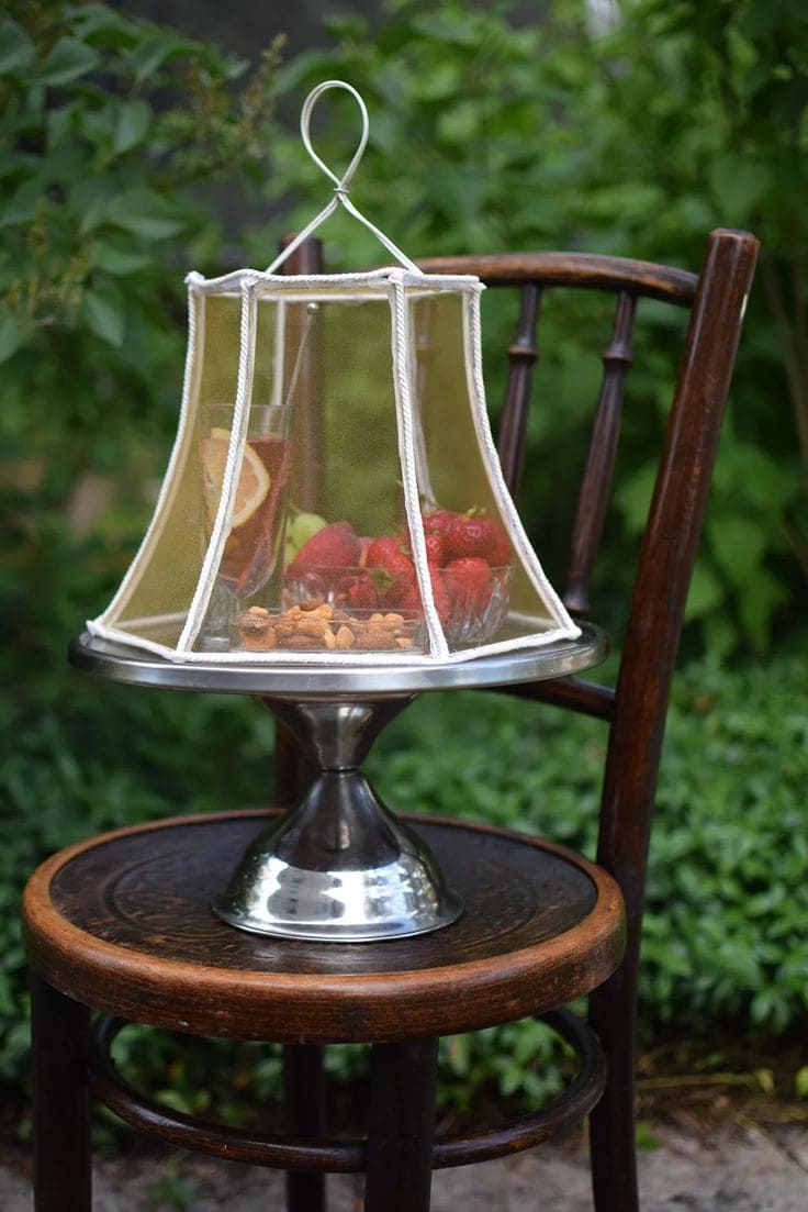Garden Snack Dome from a Vintage Lampshade