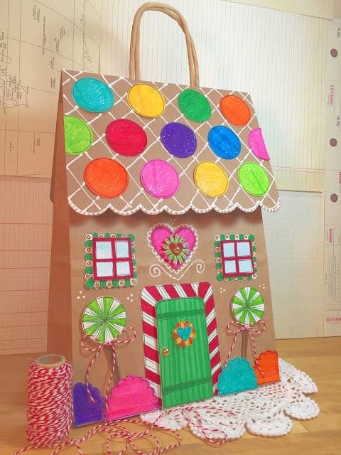 Gingerbread House-Inspired Gift Bag
