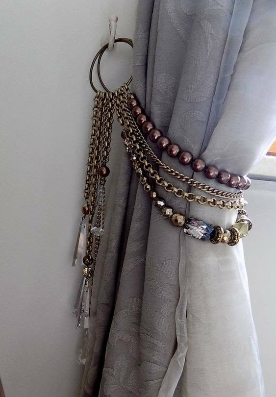Glamorous Beaded Necklace Curtain Tieback