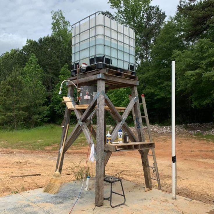 Gravity-Fed Elevated IBC Water Tower