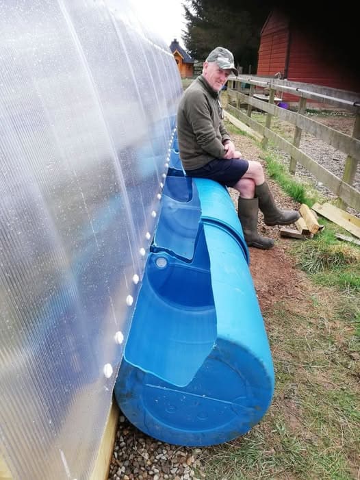 Greenhouse Bench Rain Barrel Catcher
