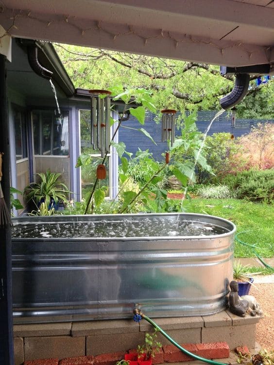 Gutter-to-Trough Rainwater Reservoir