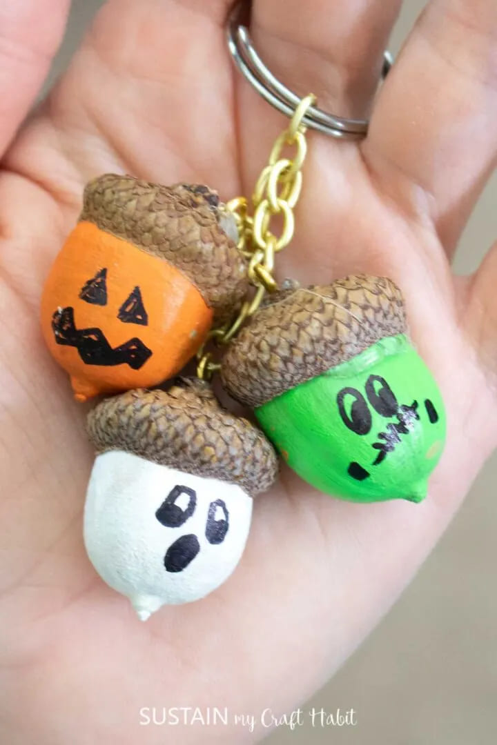 Halloween Acorn Keychain Trio