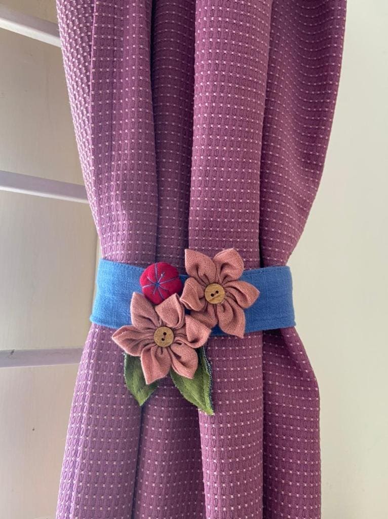 Hand-Sewn Fabric Flower Curtain Tieback