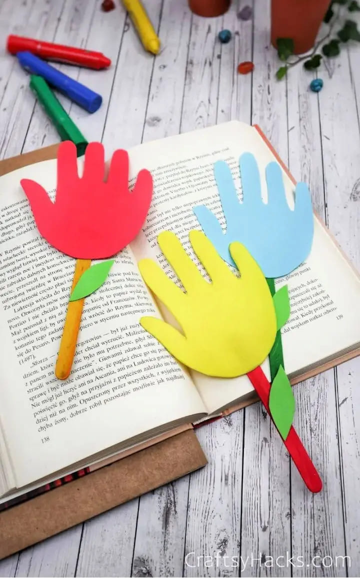 Handprint Flower Bookmark