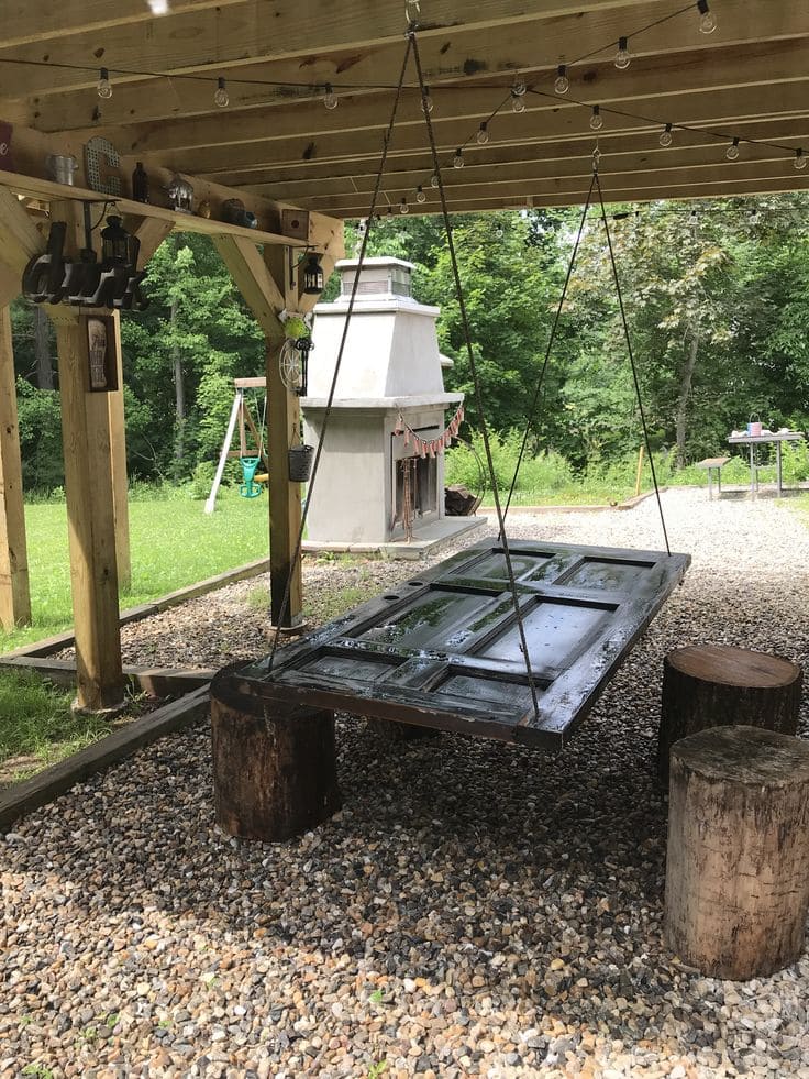 Hanging Door Table for Outdoor Lounging