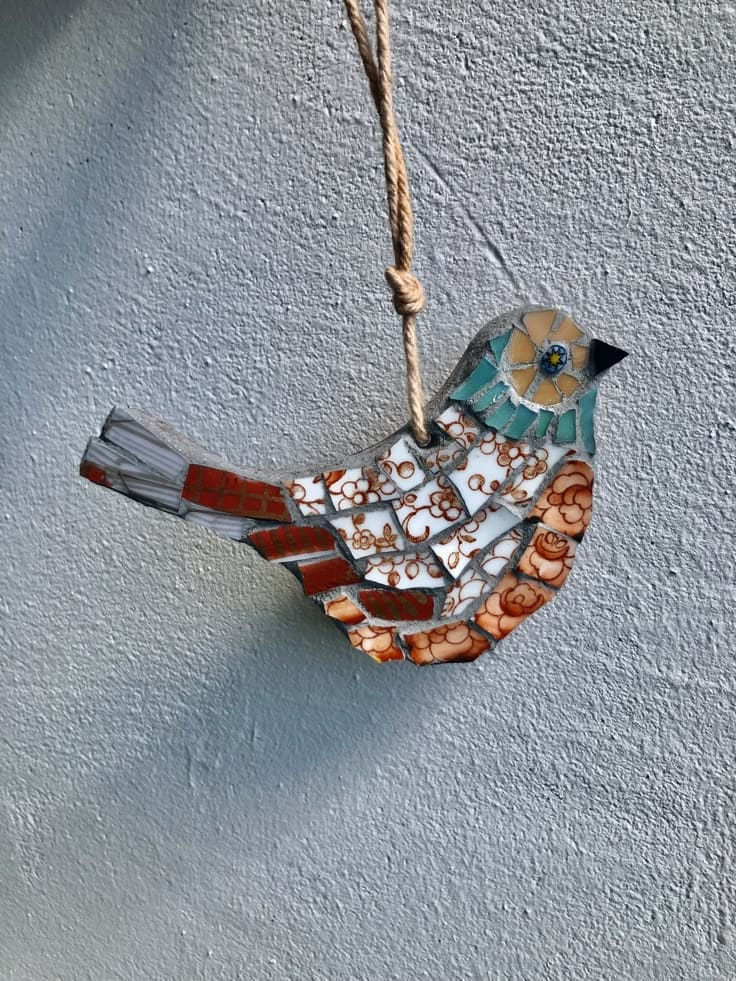 Hanging Mosaic Bird Ornament