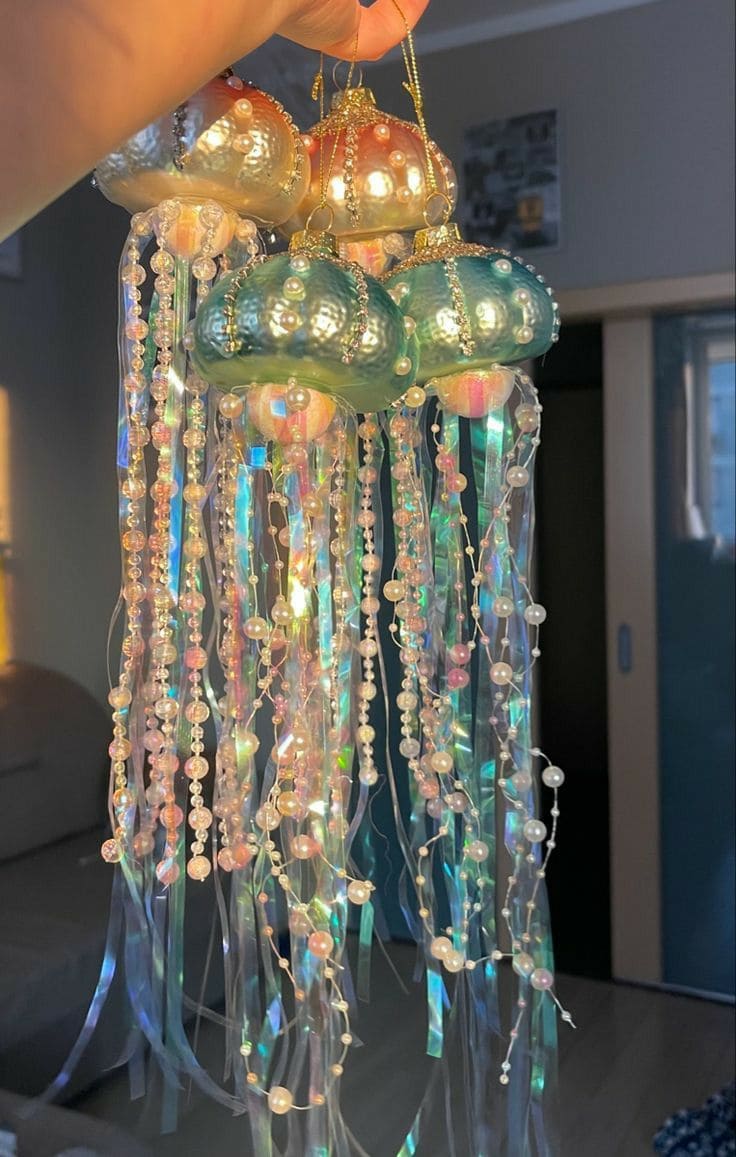 Iridescent Jellyfish Chandelier Ornaments