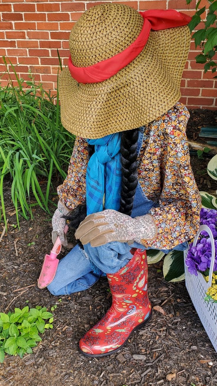 Kneeling Gardener Scarecrow