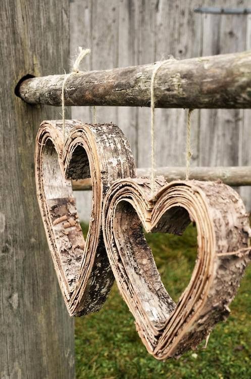 Layered Bark Heart Hangers