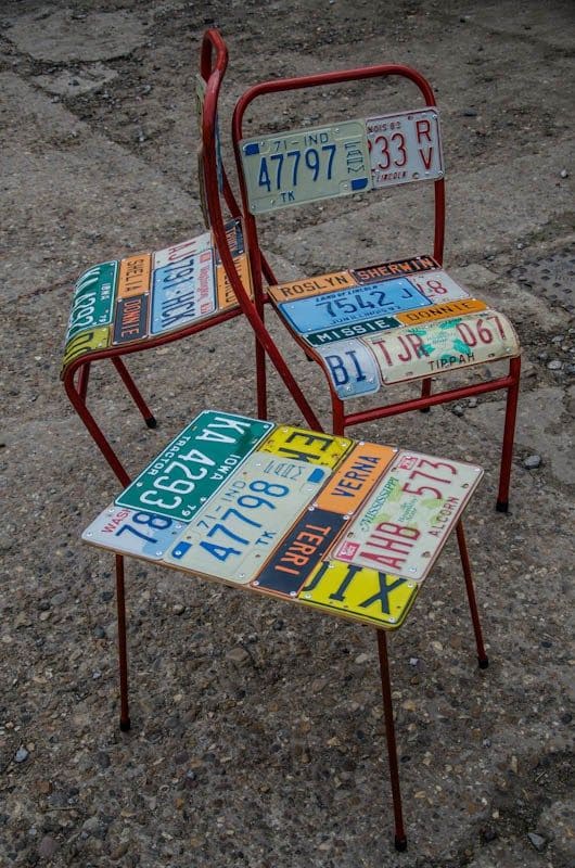 License Plate Chair and Table Set
