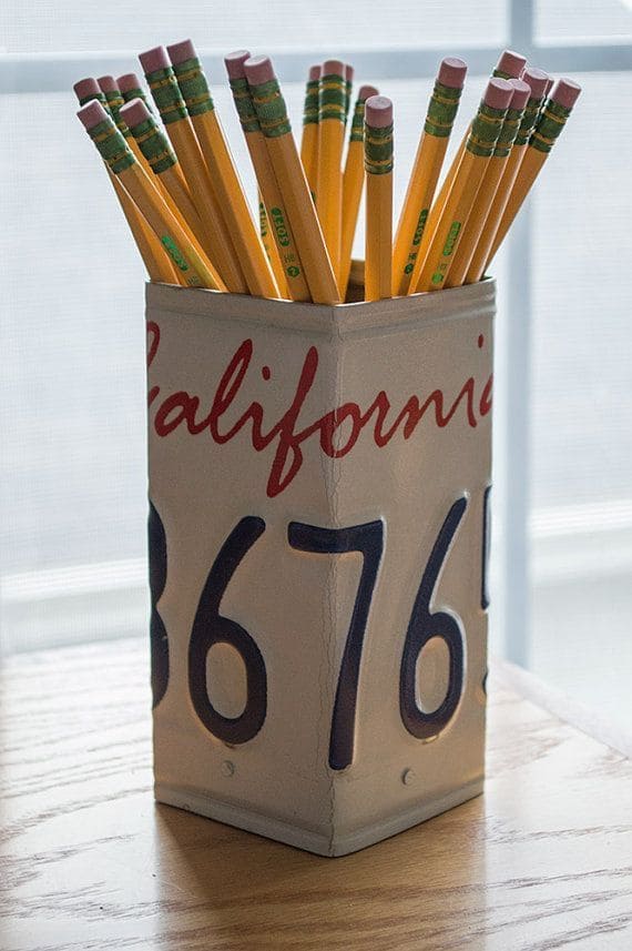License Plate Pencil Holder