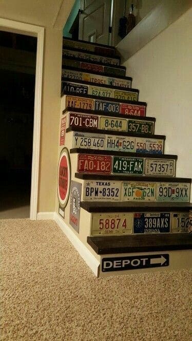 License Plate Stair Risers