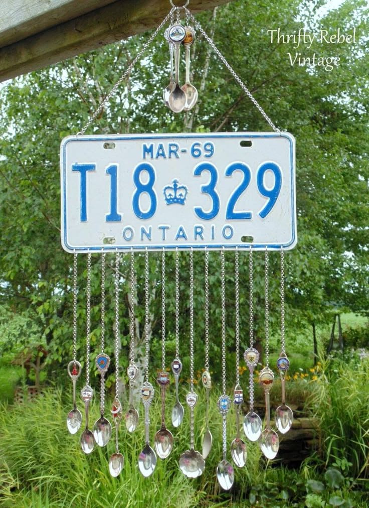License Plate and Spoon Wind Chime