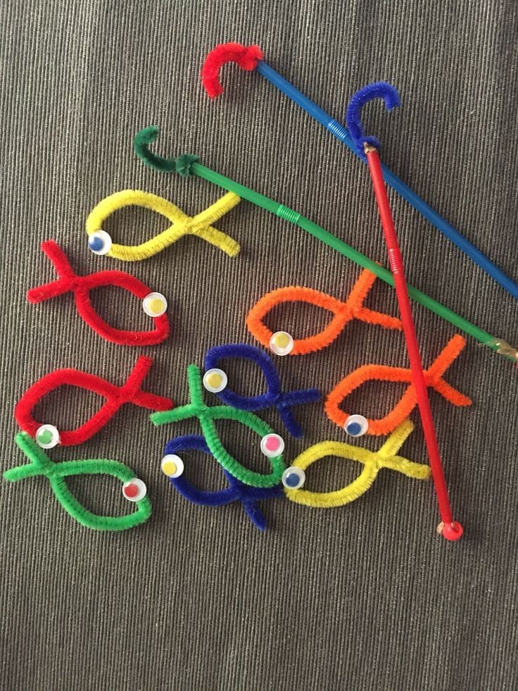 Magnetic Fishing Game with Pipe Cleaner Fish