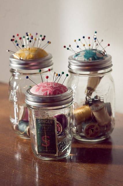 Mason Jar Sewing Kit with Built-In Pincushion