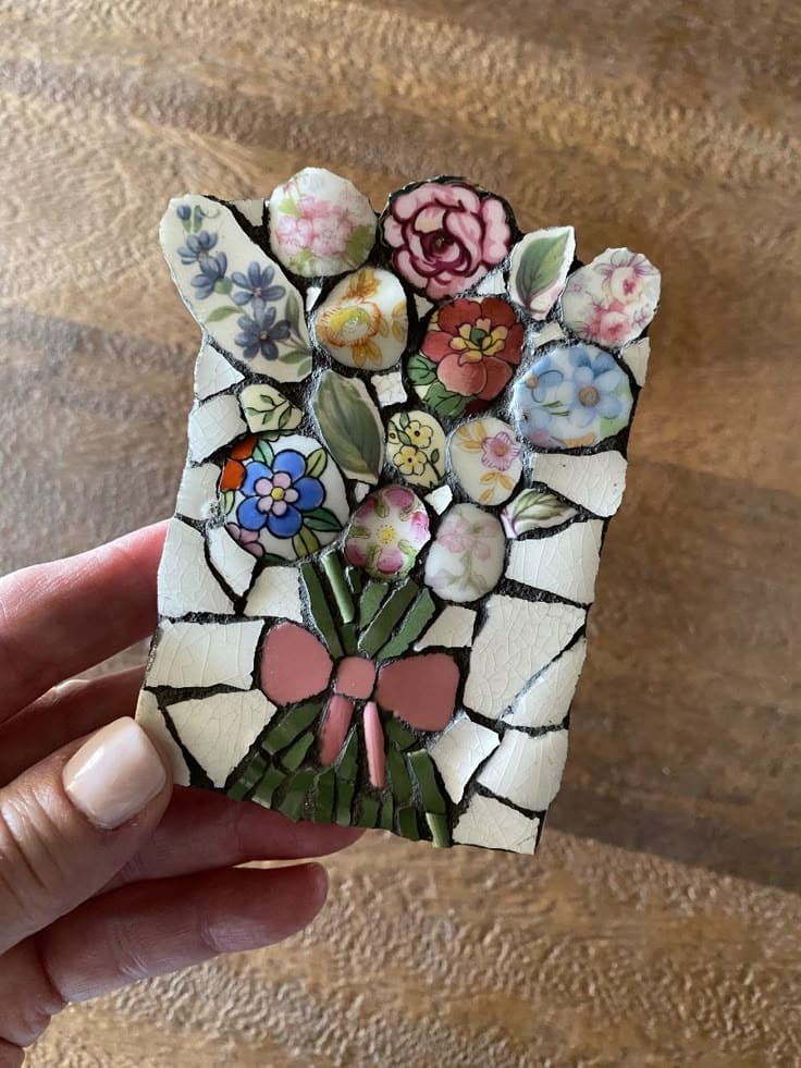 Mini Mosaic Flower Bouquet Plaque