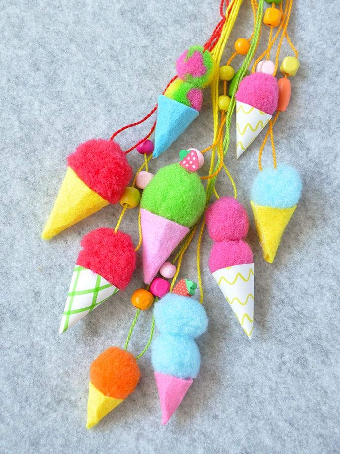 Mini Pom-Pom Ice Cream Necklaces