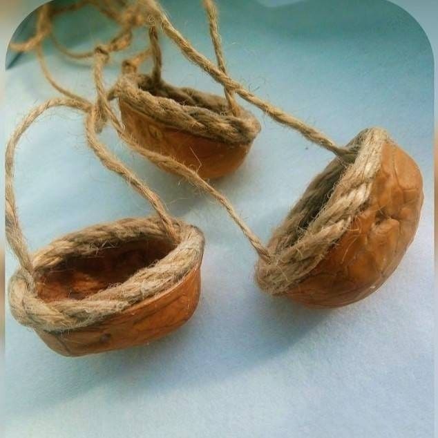 Mini Walnut Shell Baskets with Twine