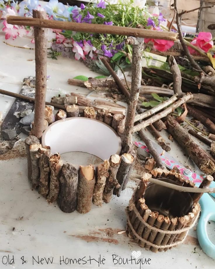 Mini Wishing Well from Twigs