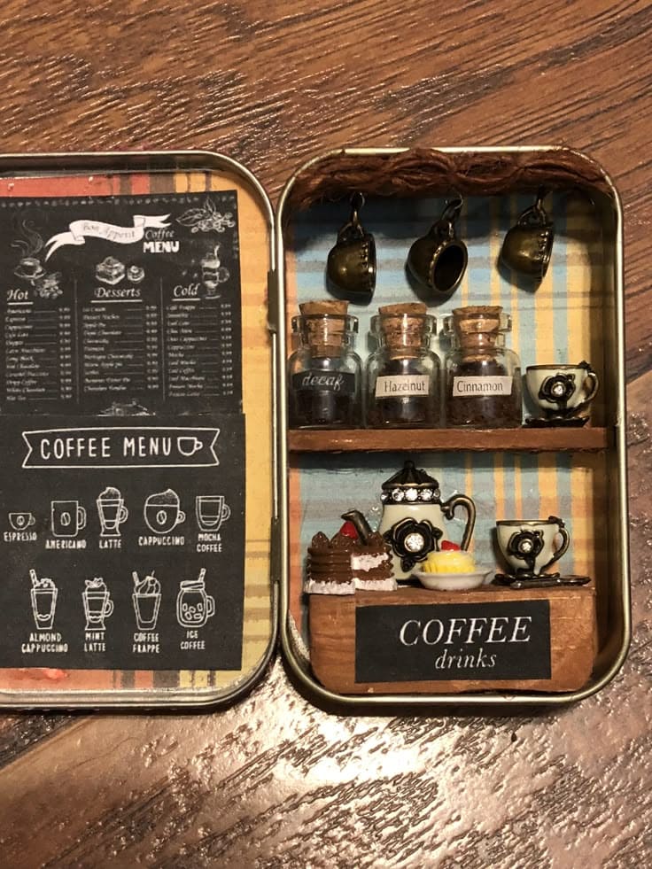 Miniature Coffee Shop in an Altoids Tin