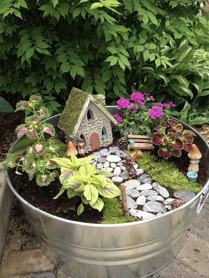 Miniature Garden Getaway in a Tin Tub