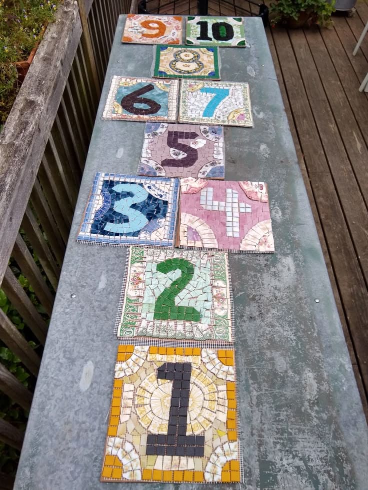 Mosaic Hopscotch Tiles for Garden or Patio