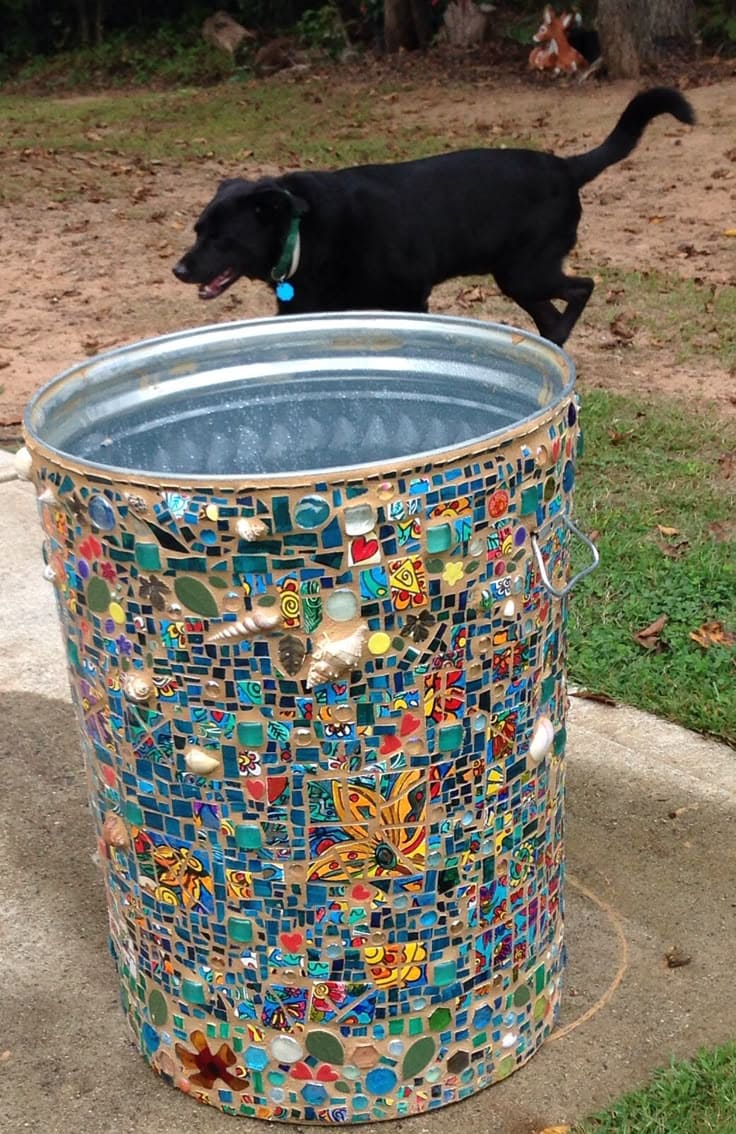Mosaic Magic on a Trash Can