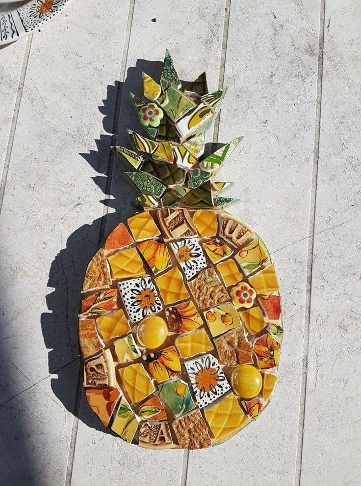 Mosaic Pineapple Wall Art from Recycled China