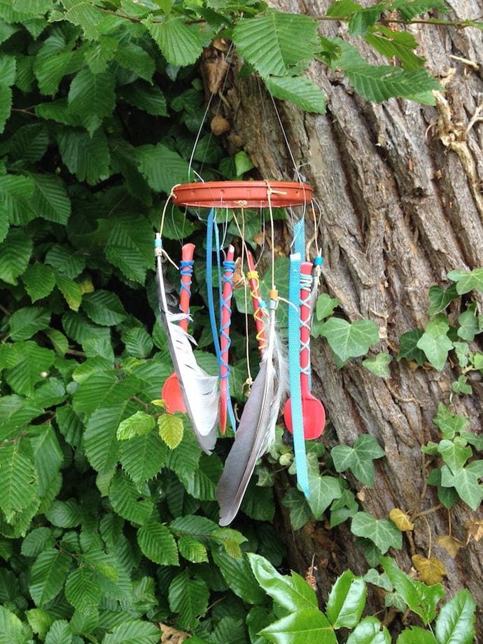 Nature-Inspired Wind Chime with Feathers