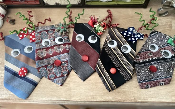 Necktie Reindeer Ornaments