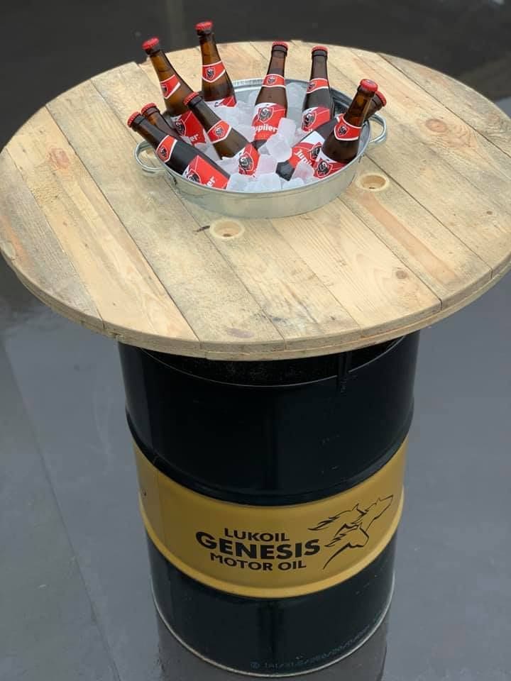 Oil Drum Party Table with Drink Bucket