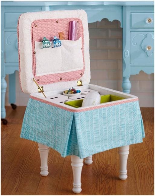 Old Chair Turned Chic Sewing Box