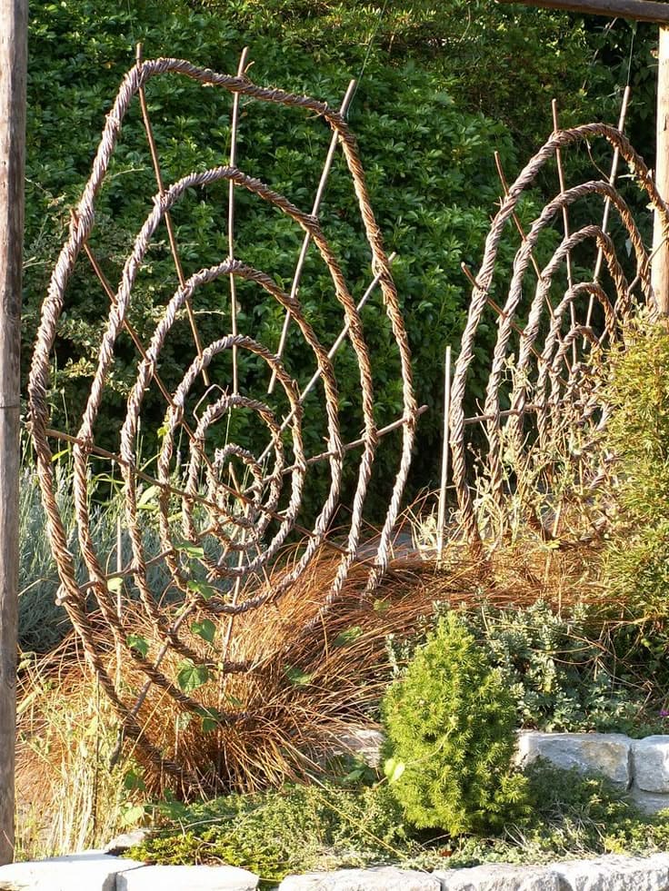 Organic Spiral Trellis with Woven Twigs