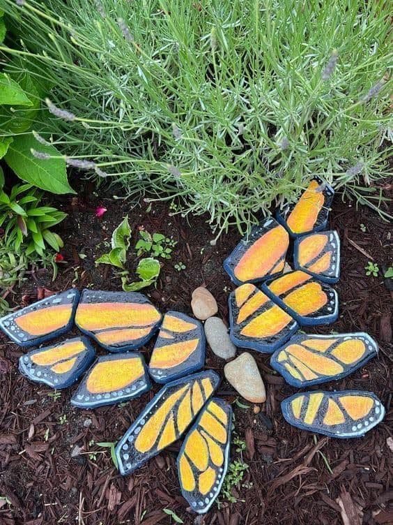 Painted Butterfly Rock Art
