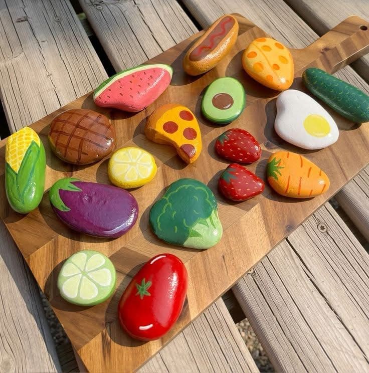 Painted Food Rocks