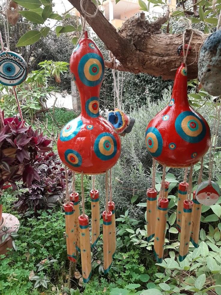 Painted Gourd and Bamboo Wind Chime