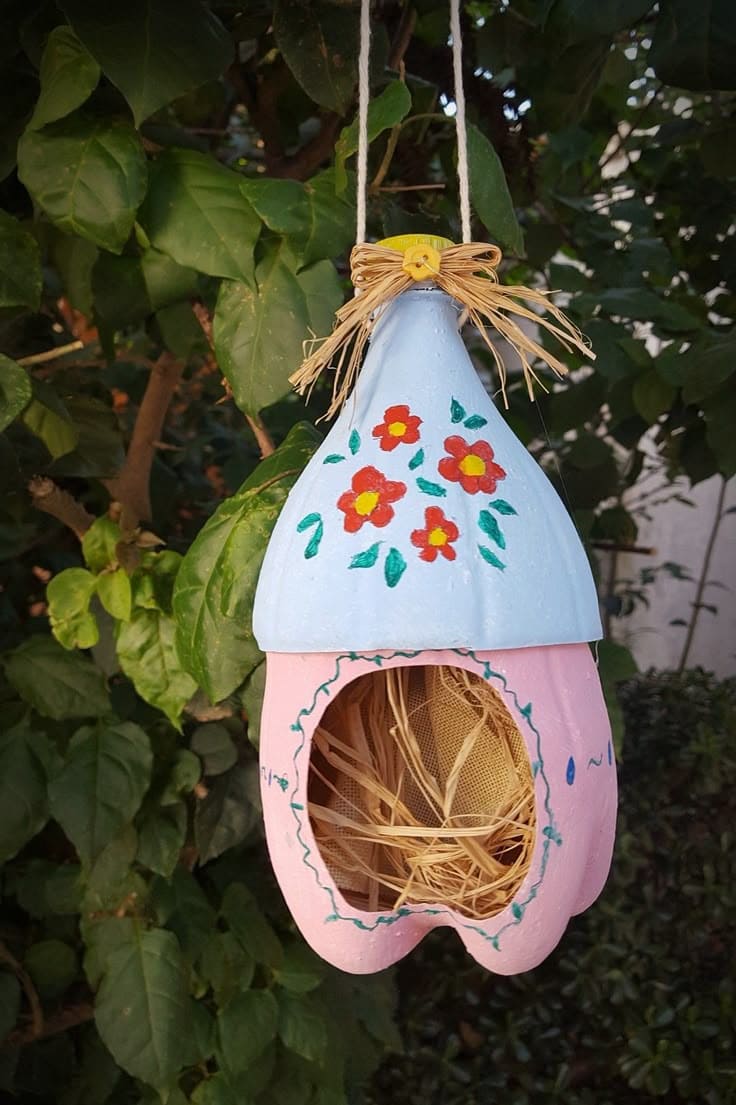 Painted Plastic Bottle Birdhouse
