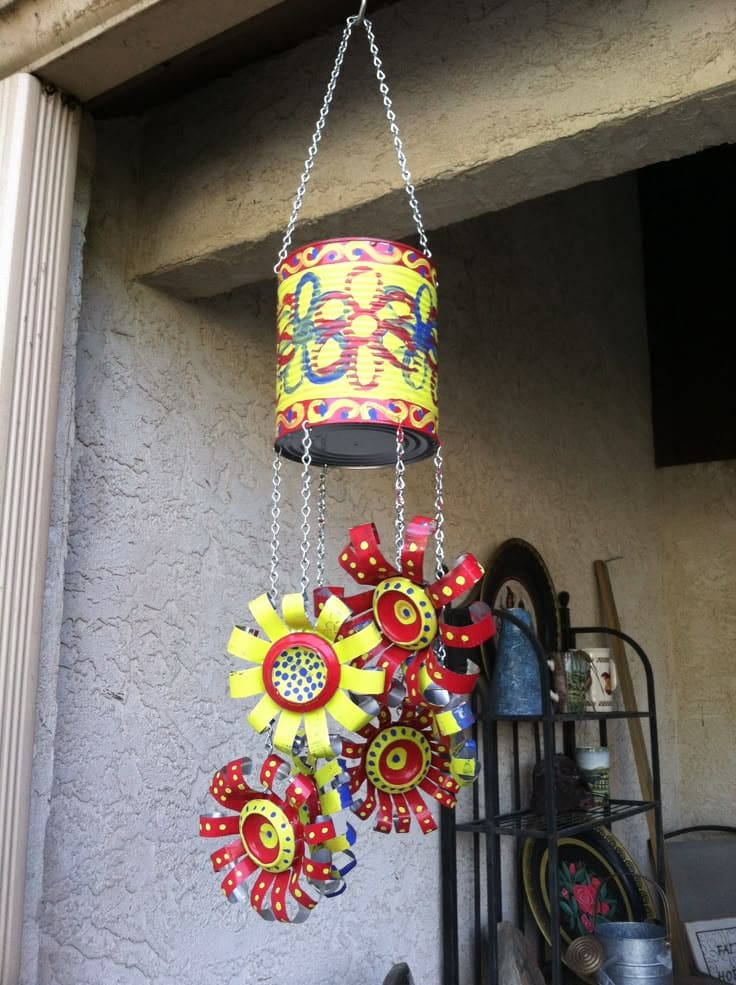 Painted Tin Can Wind Chime