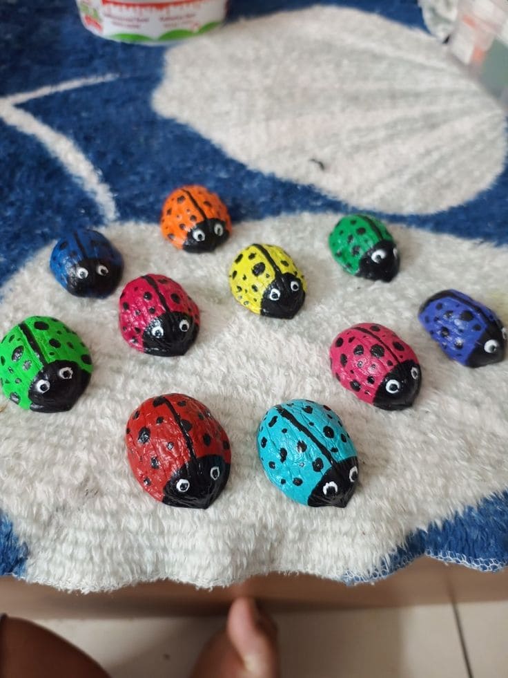 Painted Walnut Shell Ladybugs